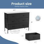6 Drawers Dresser Chest with Metal Frame and Wooden Top