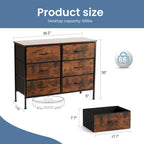 6 Drawers Dresser Chest with Metal Frame and Wooden Top