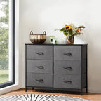6 Drawers Dresser Chest with Metal Frame and Wooden Top