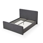 Cave California King Size Platform Bed, Velvet Upholstered, Charcoal Gray