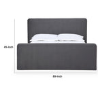 Cave California King Size Platform Bed, Velvet Upholstered, Charcoal Gray