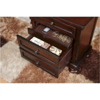 Chelsey 4 Piece Brown Cherry Traditional Storage Sleigh Platform Bedroom Set