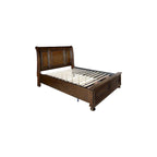 Chelsey 4 Piece Brown Cherry Traditional Storage Sleigh Platform Bedroom Set