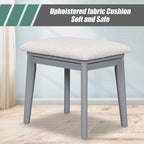 Wood Vanity Desk with Flip-top Makeup Mirror & Stool Dressing Table