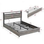 Queen Size Platform Bed with Headboard and 4 Storage Drawers