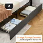 Bed Frame with 2 Storage Drawers and Charging Station