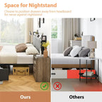 Bed Frame with 2 Storage Drawers and Charging Station