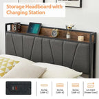Bed Frame with 2 Storage Drawers and Charging Station