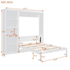 Full Size Murphy Bed Wall Bed with Shelves,Frame Bed