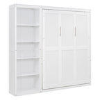Full Size Murphy Bed Wall Bed with Shelves,Frame Bed