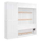 Full Size Murphy Bed Wall Bed with Shelves,Frame Bed