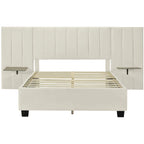 Nestfair Full Size Upholstered Platform Bed with Big Headboard