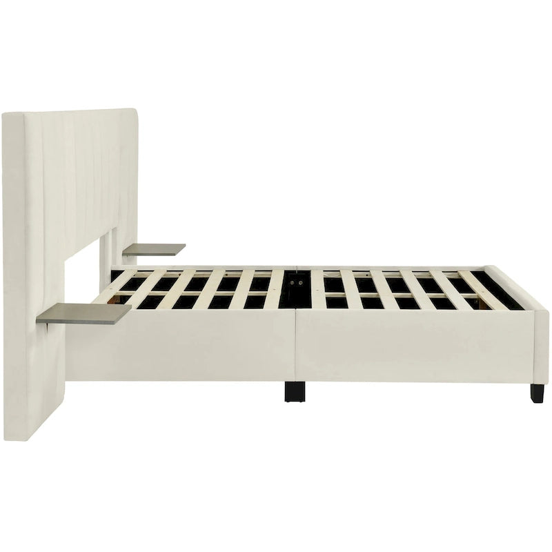 Nestfair Full Size Upholstered Platform Bed with Big Headboard