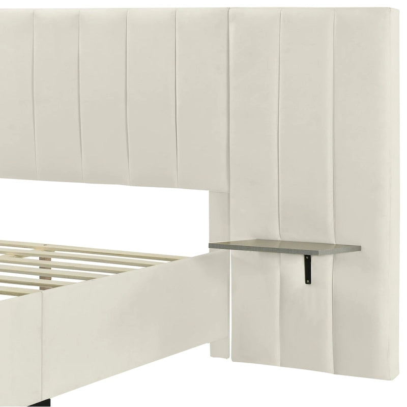 Nestfair Full Size Upholstered Platform Bed with Big Headboard