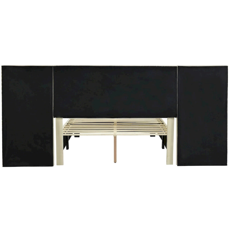 Nestfair Full Size Upholstered Platform Bed with Big Headboard
