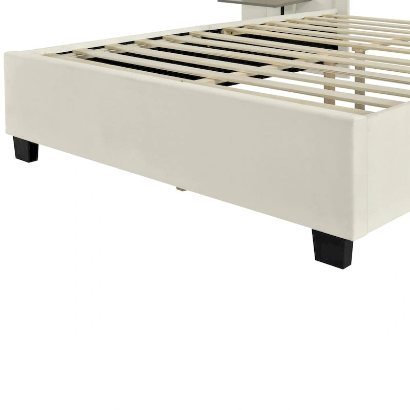Nestfair Full Size Upholstered Platform Bed with Big Headboard