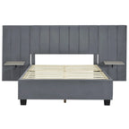 Nestfair Full Size Upholstered Platform Bed with Big Headboard
