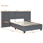Nestfair Full Size Upholstered Platform Bed with Big Headboard