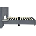 Nestfair Full Size Upholstered Platform Bed with Big Headboard