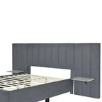 Nestfair Full Size Upholstered Platform Bed with Big Headboard