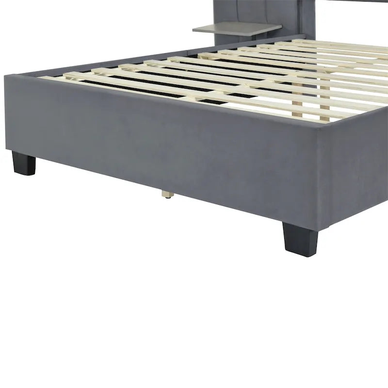 Nestfair Full Size Upholstered Platform Bed with Big Headboard