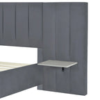Nestfair Full Size Upholstered Platform Bed with Big Headboard