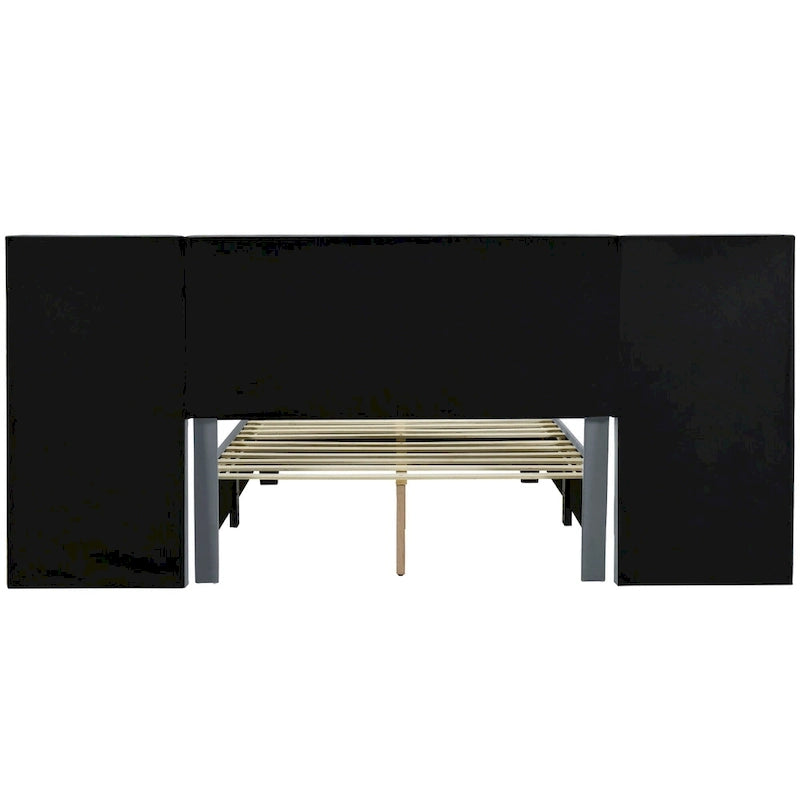 Nestfair Full Size Upholstered Platform Bed with Big Headboard