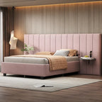 Nestfair Full Size Upholstered Platform Bed with Big Headboard