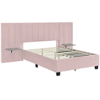 Nestfair Full Size Upholstered Platform Bed with Big Headboard