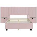 Nestfair Full Size Upholstered Platform Bed with Big Headboard