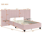 Nestfair Full Size Upholstered Platform Bed with Big Headboard