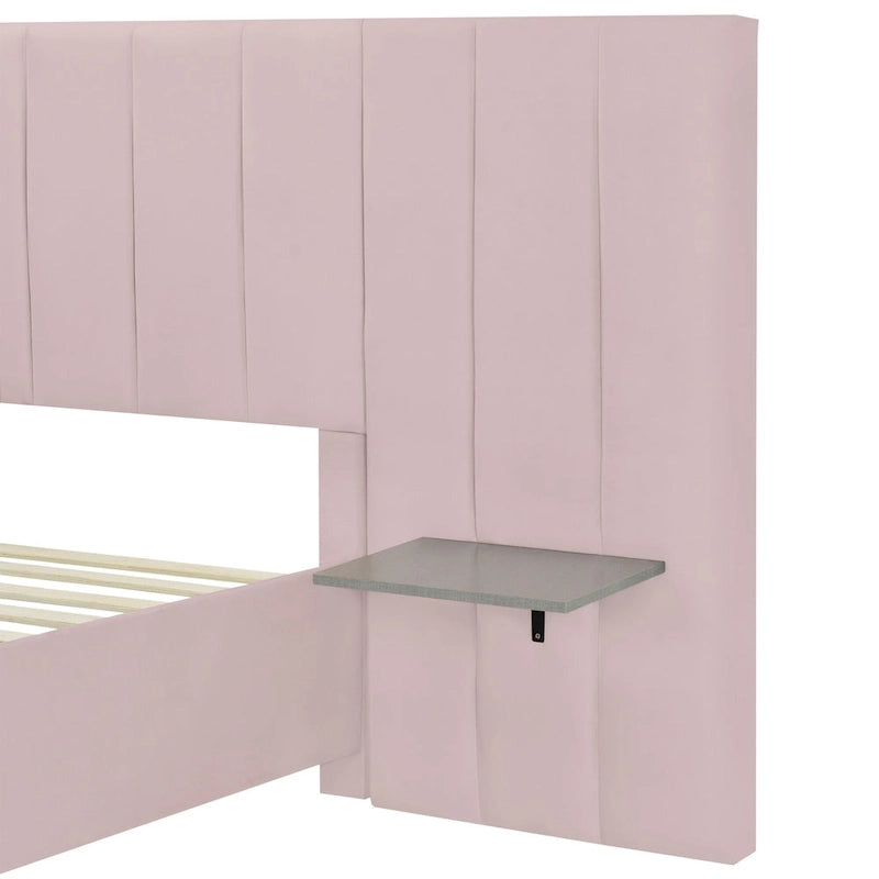 Nestfair Full Size Upholstered Platform Bed with Big Headboard