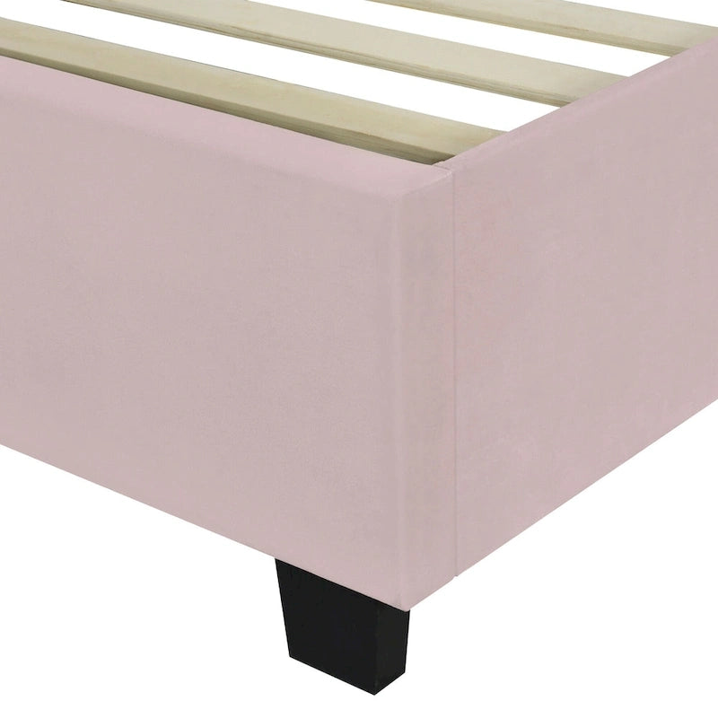Nestfair Full Size Upholstered Platform Bed with Big Headboard