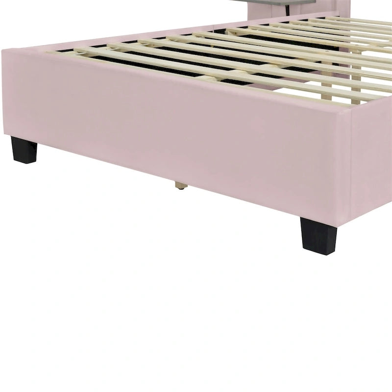 Nestfair Full Size Upholstered Platform Bed with Big Headboard