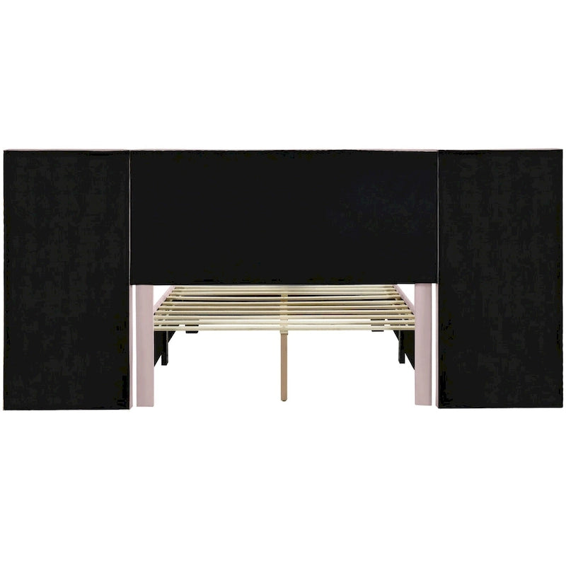 Nestfair Full Size Upholstered Platform Bed with Big Headboard