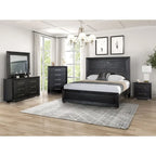 Furniture of America Alaric Modern Black Solid Wood 3-Piece Bed and 2 Nightstand Bedroom Set With LED Headboard