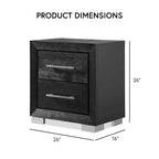 Furniture of America Alaric Modern Black Solid Wood 3-Piece Bed and 2 Nightstand Bedroom Set With LED Headboard