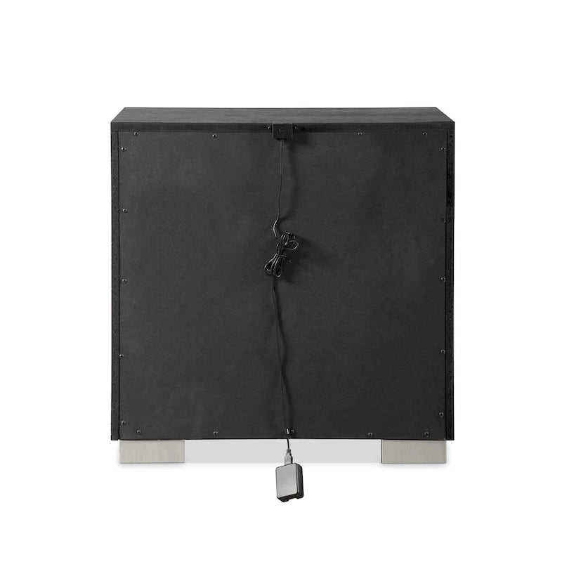Furniture of America Alaric Modern Black Solid Wood 3-Piece Bed and 2 Nightstand Bedroom Set With LED Headboard