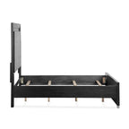 Furniture of America Alaric Modern Black Solid Wood 3-Piece Bed and 2 Nightstand Bedroom Set With LED Headboard