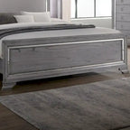 Furniture of America Taia Contemporary Grey 2-Piece Panel Bed and Chest Set with LED