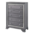 Furniture of America Taia Contemporary Grey 2-Piece Panel Bed and Chest Set with LED