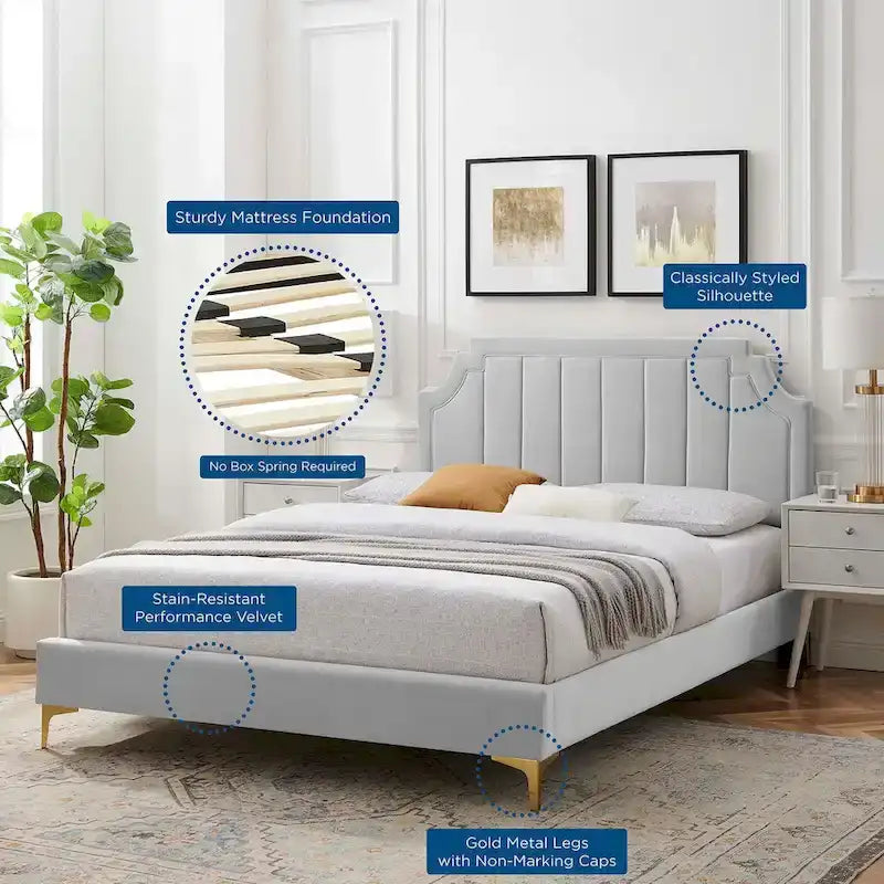 Sienna Performance Velvet Twin Platform Bed