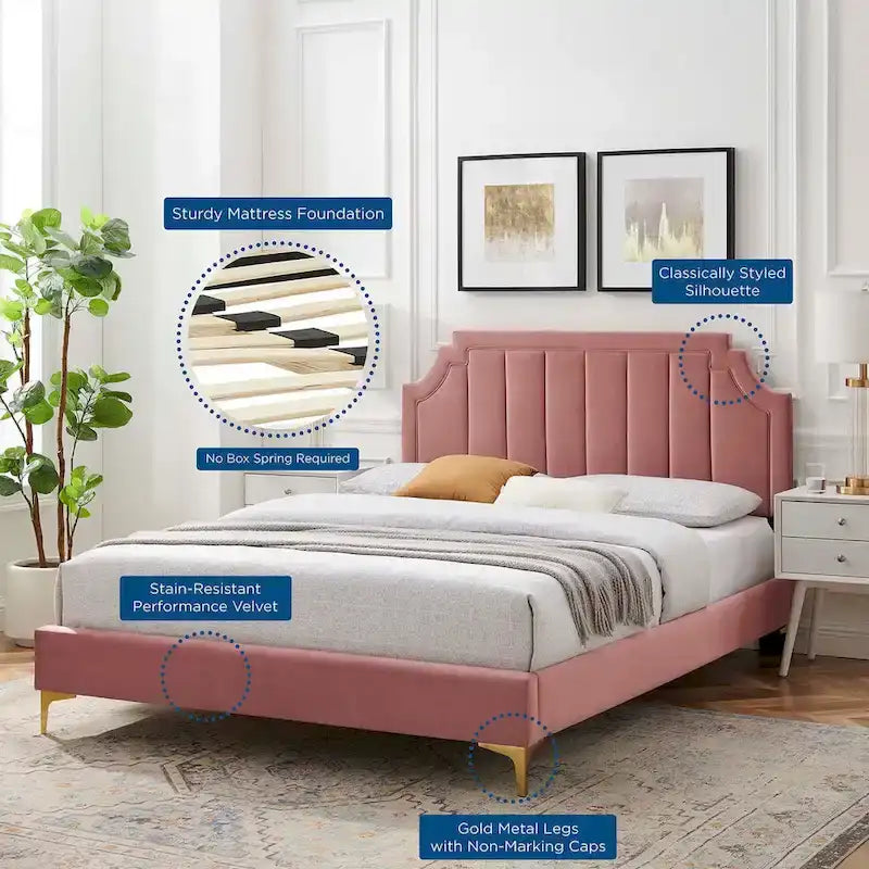 Sienna Performance Velvet Twin Platform Bed