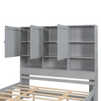 Queen Size Platform Bed with Storage Headboard and 4 Drawers