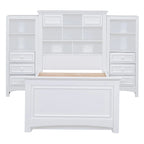 Twin Size Wood Platform Bed Frame with Vertical All-in-One Cabinet and 4 Drawers on each side