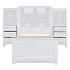 Twin Size Wood Platform Bed Frame with Vertical All-in-One Cabinet and 4 Drawers on each side