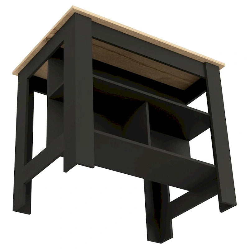 40.5 in. W Wood Kitchen Island Dining Table with 3 Shelves
