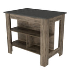 40.5 in. W Wood Kitchen Island Dining Table with 3 Shelves