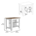 40.5 in. W Wood Kitchen Island Dining Table with 3 Shelves