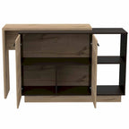 Black and Light Oak Contemporary Kitchen Island with Bar Table - 20 X 40 X 20